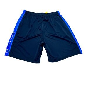 NIKE DRI-FIT NAVY WITH ROYAL BLUE STRIPES LIVESTRONG ATHLETIC TRAINING SHORTS